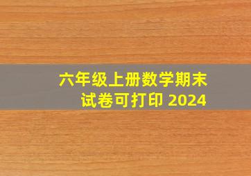 六年级上册数学期末试卷可打印 2024